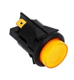 INTERRUTTORE ROTONDO PULSANTE LUMINOSO GIALLO D.24mm